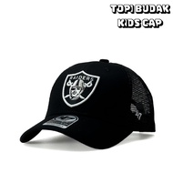 Topi Budak Kids Cap Raiders Logo | Mesh Snapback | Baseball Curve Brim