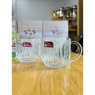 Set of 6 glass cups with handles, thick and shiny tea cups, easy to clean cups, capacity 280ml