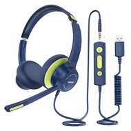 Mpow HC6 USB Wired Headset 3.5mm On-Ear Computer Headphones with Microphone Mute for Skype Headsets for PC Laptop