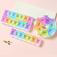 Drug Straw box Double Row Single Row One Week Pill box Silicone Push Type Small Pill box 14 Compartm