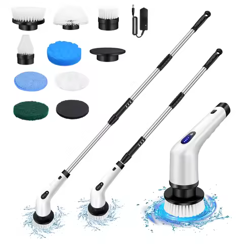 DayPlus Cordless Electric Cleaning Brush 10-in-1 Multifunctional Spin Scrubber Kitchen Bathroom Clea