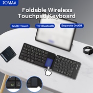 JOMAA Rechargeable Wireless Keyboard Bluetooth Foldable Keyboard with Touchpad Travel Portable Keybo