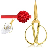 Grand Opening Ribbon-Cutting Ceremony Kit – Includes Gold Scissors, Flower Ball, Red Ribbon & White 