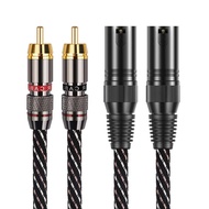 สายสัญญาณเสียง YYTCG HIFI 2RCA เป็น 2XLR 6N OFC 3Pin XLR ตัวเมีย เป็น RCA ตัวผู้ สำหรับลำโพง เครื่อง