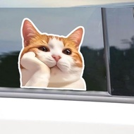 2Pack Cute Orange Cat Daydreaming Vinyl Decal 4.72"x4.72", Adorable Feline Sticker for Car, Window, 