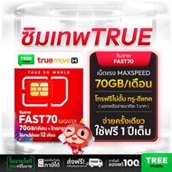 **ส่งฟรี ส่งไว** ซิมเทพ ทรู fast70 ซิมเน็ต ซิมรายปี เต็มสปีด 4G 5G ปริมาณ 70GB ต่อเดือน ใช้งานได้1ปี