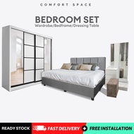 🔥 Free Install 🔥 Comfort Space - Julien White Bedroom Set | Set Bilik Tidur | Almari | Katil | Meja Solek | 套房
