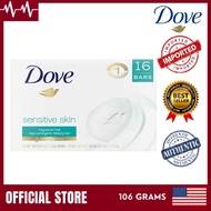 Dove Unscented Beauty Soap Bar: SENSITIVE SKIN. Hypo-Allergenic &amp; Fragrance Free  106 G / 3.5 Oz Ba