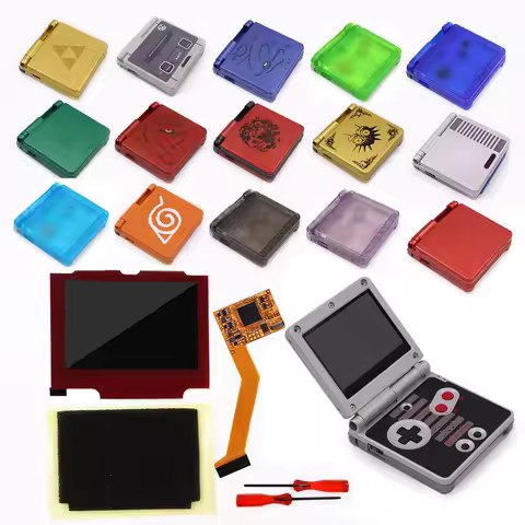 GBA SP IPS V2 Backlight LCD Screen 10 Levels Brightness Kits With Pre-cut Shell For Game Boy Advance