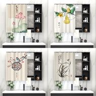 Chinese Style Bathroom Cabinet Vanity Mirror Slide Screen Removable Mirror Dust Cover Toilet Mirror Curtain