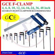 GCE 4" - 48" GCE HEAVY DUTY F CLAMP WITH BLUE WOOD HANDLE | F SLIDING BAR CLIP F-CLAMP