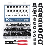 91Pcs Spring Band Hose Clamps Assortment Kits with Hose Clamp Pliers Silicone Vacuum Hose Pipe Clamp