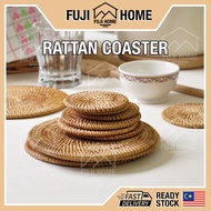 🏠READY STOCK🏠Heat Trivet Handmade Rattan Coasters Coaster Coffee Cup Pad Heat Resistance Coffee Tea 