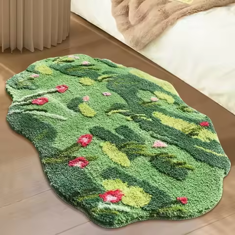 Nordic 3D Lawn Moss Rugs Carpet for Bedroom Living Room Green Forest Irregular Home Decor Chic Room 