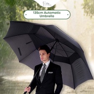 Payung Hujan Besar EzLife 135cm Automatic Umbrella Auto Open Golf Extra Large Windproof Rain Vented 