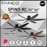 FANCO SPINO-RC 56" 66” DC MOTOR CEILING FAN 3C LIGHT 6 BLADE REMOTE CONTROL Kipas Siling