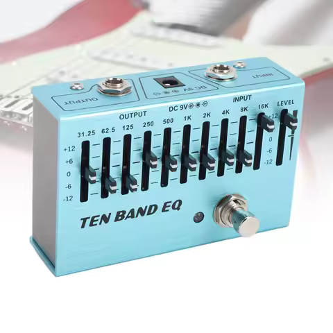10 Band EQ Single Block Guitar Bass Mini Equalizer Effect Pedal with True Bypass Aluminum Body Band 