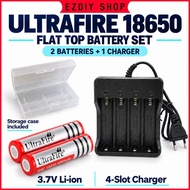 3.7V 18650 6800mAh UltraFire Flat Top Rechargeable Li-ion Vape Lithium Battery With 4 Slot Charger