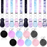 30 Pieces Marble Lipstick Holder Keychain Lip Balm Holder Set Lipstick Holder Includes Keychain Wris