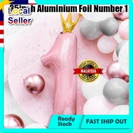 35inch Aluminium Foil Number 1 Balloon Crown Balloon Birthday Party Decoration Pink Blue