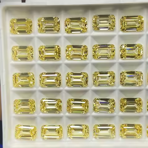 Meisidian 6A 6X9mm 3.6 Carat Emerald Cut Loose Cubic Zirconia Vivied Yellow CZ Diamond