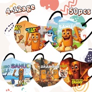 50 Pcs Q-Version Wooden Stick Cartoon Children'S Mask 4-12 Age Kids Independent Packaging For 3 Year