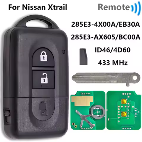 Great ID46/4D60 Chip 433MHz N285E3AX605 285E3BC00A Car Remote Key For Nissan Micra Xtrail Qashqai Ju