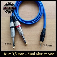 Kabel aux 3,5 to dual akai mono / kabel jack mini stereo to dual akai - 2 Meter