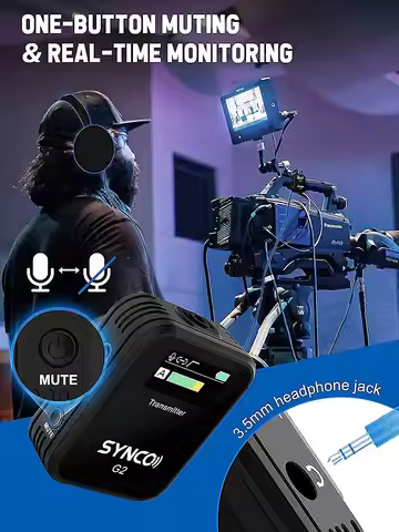 SYNCO G2 A2 G2A2 2.4G Wireless Lavalier Microphone for Smartphone Camera Vlogging Streaming YouTube 