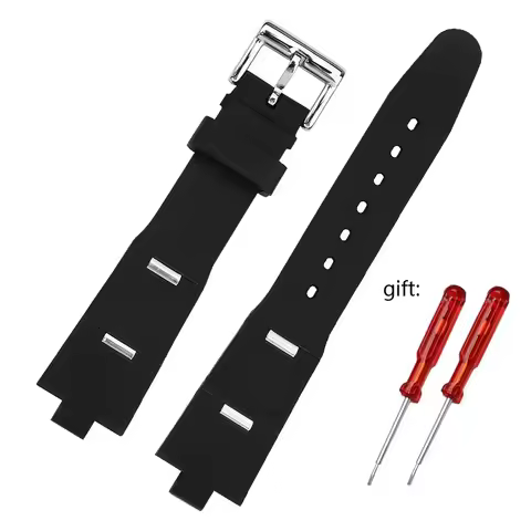 Watch Band Man Black Rubber Replacement Watch Band Strap For bvlgari bvlg Diagono22mm x 8mm 24mm x 8