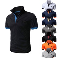 Men Short-sleeved Shirt BLACK Logo Print Polo Shirt Fashion Trend Work Wear Plus Size S~5XL