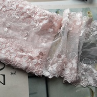 B. b. 3m Thickened Heavy Industry Embroidery Light Pink Light Purple Bow Headdress Lace Lace Embroid