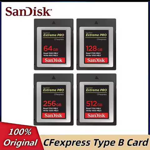 Original Sandisk Extreme PRO CFexpress Type B Card 64GB 128GB 256GB 512GB Max 1700Mb/s 4K RAW CFE Ca