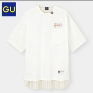 GU x MY crossover Miharayasuhiro 三原康裕 5分袖白色 Tee T-shirt 男裝 細碼 S size