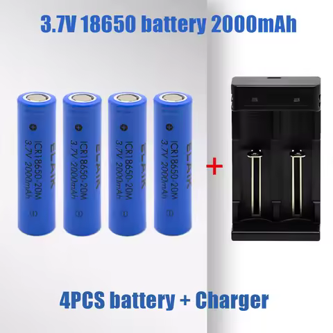 ICR18650-20M New 100% Original 18650 2000 mAh Lithium Ion 3.7V 18650 2000 Battery,with usb charger