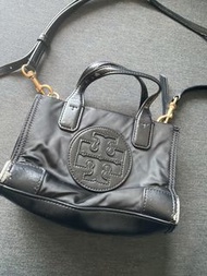 Tory Burch 黑色尼龍皮革手挽袋