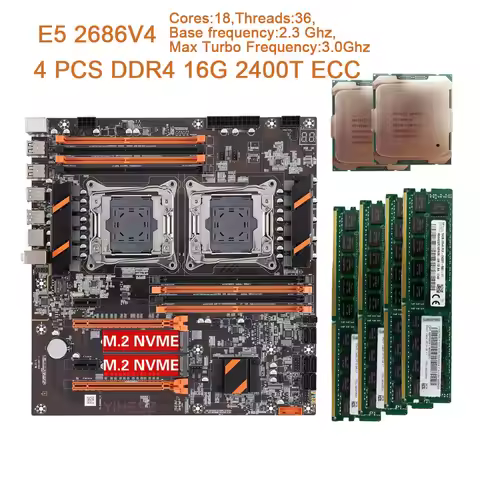 X99 Dual CPU Motherboard X99 Motherboard LGA 2011 v3 E-ATX USB3.0 SATA With Dual Xeon E5 2686V4 Dual