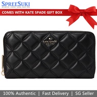 Kate Spade Wallet Long Wallet Natalia Quilted Leather Large Continental Wallet Black # WLRU6340D2