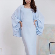 Celeste RARA Plain Midi Slip Queen Dress with Cardigan, kain jenis CEY crepe ironless