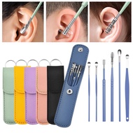6 Pcs/Set Stainless Steel Ear Wax Pickup Set/Portable Perforated Curette Scoop/Ear Care Tool