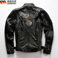 Jaket Kulit Tulen Harley untuk Lelaki, Jaket Kulit Motosikal Kulit Lembu Lapisan Atas, Jaket Menungg
