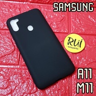 Case Hitam SAMSUNG A11 / M11 Black Matte Softcase Polos Slim Silikon HP