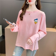 [TSHIRTWOMEN] Baju T Shirt Perempuan Lengan Panjang Korean T-shirt Plus Size Long Sleeve Blouse Clothes