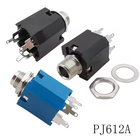 5Pcs PJ612A 6.35mm 1/4" 3/5Pin Audio Microphone Female Jack Socket PJ-612A 6.35MM Headphone Jack Con