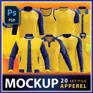 Bundle Premium Apparel Mockup V2 Editable 20 set Jersey T-shirt Muslimah Photoshop PSD High Quality