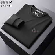 JEEP SPIRIT เสื้อสเวตเตอร์ผู้ชายเสื้อกันหนาวลำลองเสื้อแขนยาวคอกลมเสื้อกันหนาวระบายอากาศทรงหลวม
