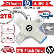 HP 4IN1 OTG Flash Drive 2TB Pendrive 1TB Type-C USB Memory Stick 512GB 256G 128GB FlashDrive For Phone PC Data Storage