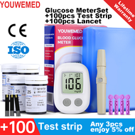 Youwemed  Glucometer Test kits Set with FREE 100pcs strips FREE 100pcs lancets Glucometer Kit Diabetic Blood Sugar Monitor blood sugar test kit glucose meter complete set