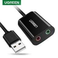 UGREEN Sound Card External 3.5mm USB Adapter USB to Microphone Speaker Audio Interface for PS4 Pro Computer USB Sound Card