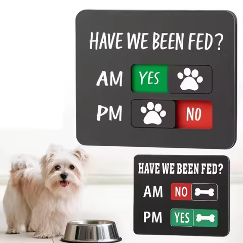 Magnetic Pet Feeding Reminder For Dog Cat Fed Sign Daily Am/Pm Chart Slider Sign For Pet Fed And Pil